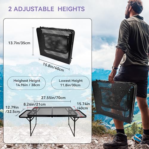 Table de barbecue pliante avec bureau extensible et pieds réglables en hauteur - 5