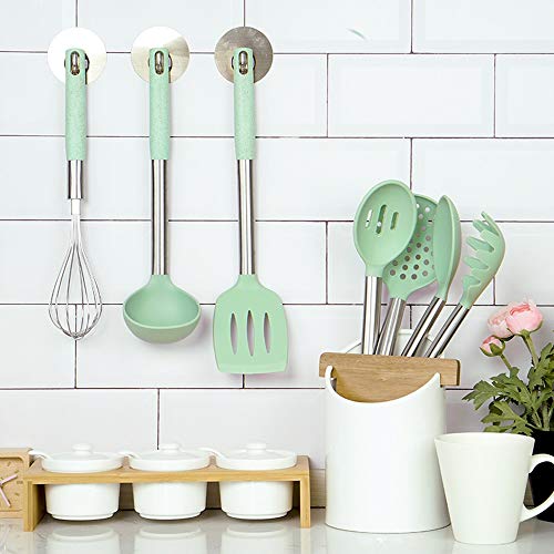 8-teiliges Set aus Silikon-Spachtel in Lebensmittelqualität, Antihaft-Kochgeschirr, Pfannenwender, Haushalt, Edelstahl, Silikon-Spachtel-Set, hitzebeständig, Suppenlöffel