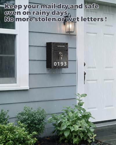 Image of LAND.VOI Mailbox for Outside Wall Mount, Heavy Duty Rustproof, Anti-Theft Locking Mailbox with 4 Keys, Weatherproof for Residential & Apartment, 12.2 inchx9.5 inchx4.7 inch, Black, Small