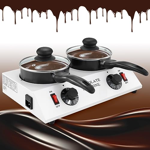 Image of WICHEMI Chocolate Melting Pot Electric Chocolate Melter Warmer Dual-Pots | Chocolate Warmer, Chocolate Tempering Machine, Electric Melting Pot for Chocolate, Candy, Sugar, Butter, Cheese, Cream, Milk