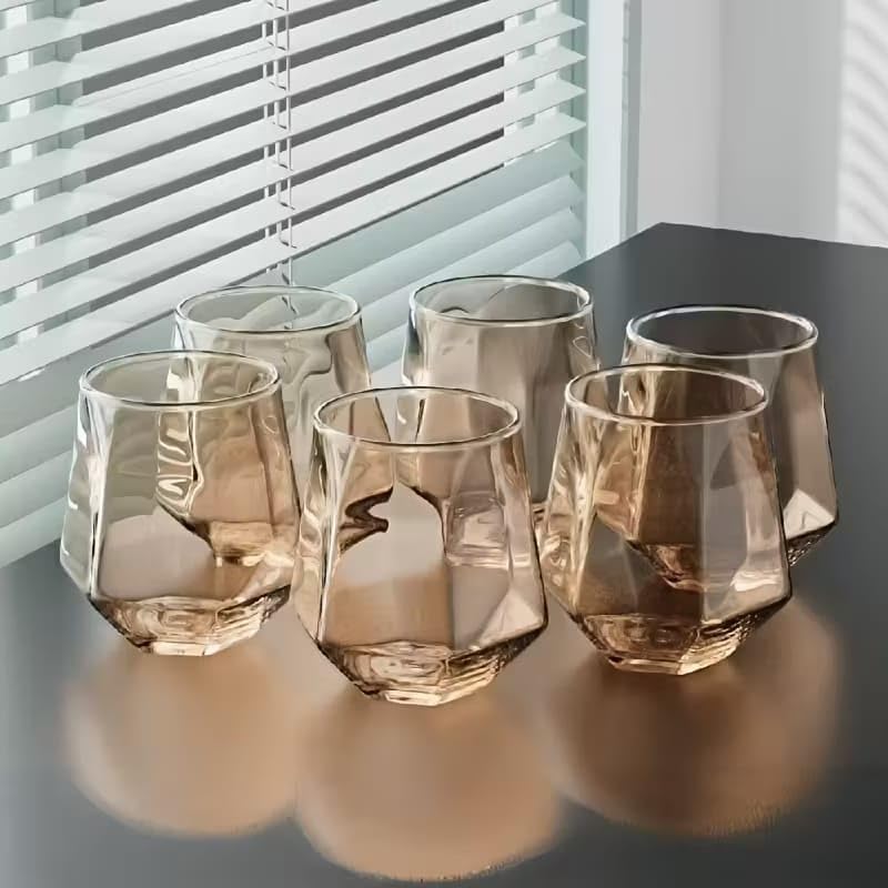 Image of PrimeWorld Water & Juice Glass Set of 6 (300ml) | Premium Crystal Clear Drinking Glasses | Heavy-Bottom, Break-Resistant, Dishwasher Safe Glassware for Water, Juice, Cold Drinks & Everyday Use
