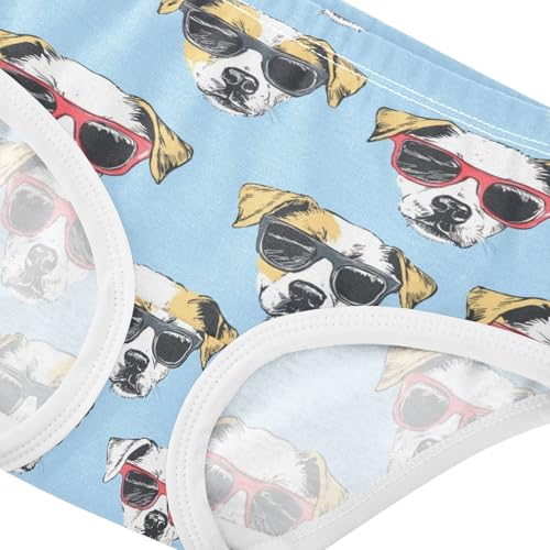ZZKKO Dog Wearing Sunglasses Girls Underwear Toddler Panties for Girls Comfort Brief Size 2T-8Y3