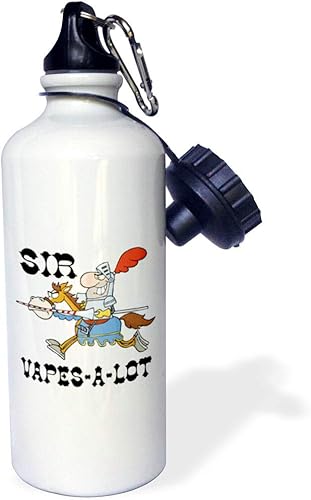 3dRose WB _ 203650_ 1" Funny Caballero Sir Vapes un montón "deportes botella de agua, 21oz, blanco