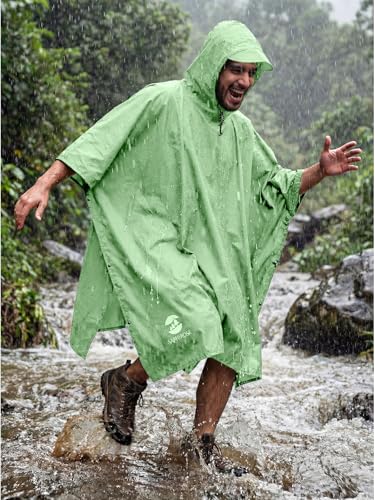 Image of SaphiRose Hooded Rain Poncho Waterproof Raincoat Jacket for Men Women Adults