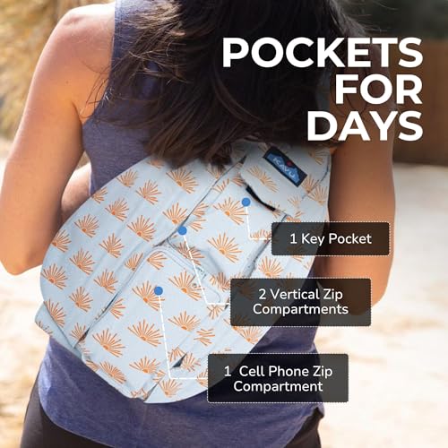 Image of KAVU Rope Sling Bag - Large Crossbody Bags for Women & Men | Hands Free, Cross Body for Travel, Hiking & Everyday Carry, with Padded Back, Adjustable Rope Strap & Cotton Canvas