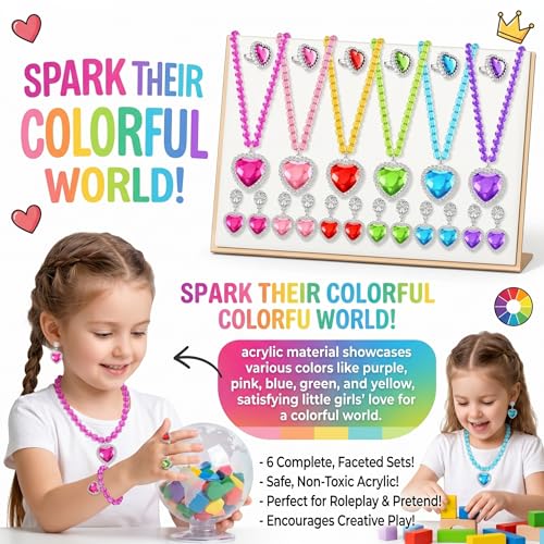Joyería para niñas pequeñas y conjunto de princesa para juegos de disfraz de 3 a 6 años 3