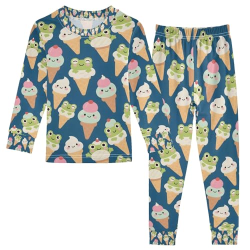 senya Ice Cream Frog Pajamas Set Long Sleeve Soft Cotton Sleepwear 2 Piece
