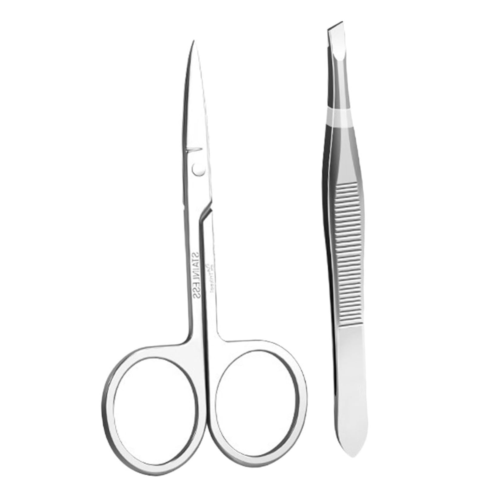 5 Set Pinzette e Forbicinper Sopracciglia Acciaio Inossidabile Strumenti Portatili per Sopracciglia e Manicure Include Pinzette per Unghie