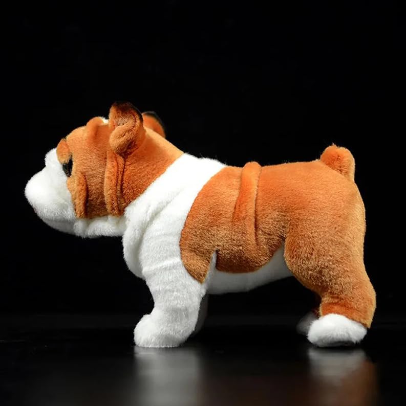 Simulazione British Bulldog Peluche Giocattolo Realistico In Piedi Cani In Piedi Giocattoli Animali Di Peluche Per I Bambini Regali Di Compleanno 26 cm Giallo
