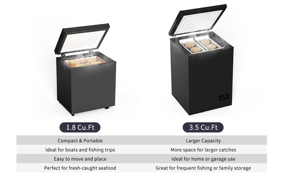 Image of Northair Chest Freezer Low temperature quick freeze 14℉ to -40℉ Compact Freezer - 2 Removable Baskets (Black, 1.8 Cubic Feet)