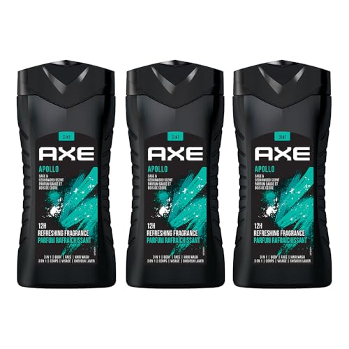 Image of AXE Apollo 3-in-1 Body, Face & Hair Wash | Fresh Sage & Cedarwood Scent | 12H Refreshing Fragrance | Combo of 3 | 250 ml Each