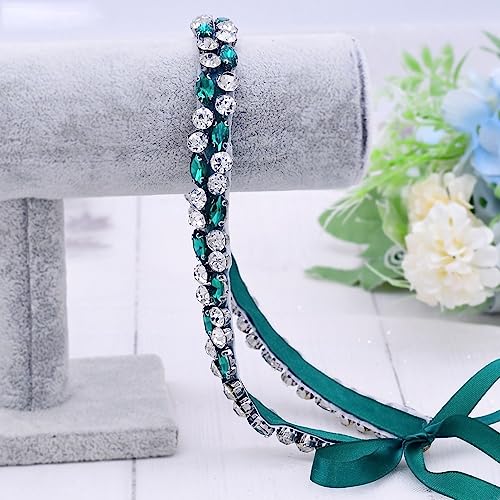 CochOn Multiple Styles Green Belt with Diamonds Bridal Wedding Accessories Emerald Rhinestone Women's Evening Girdles Sash4