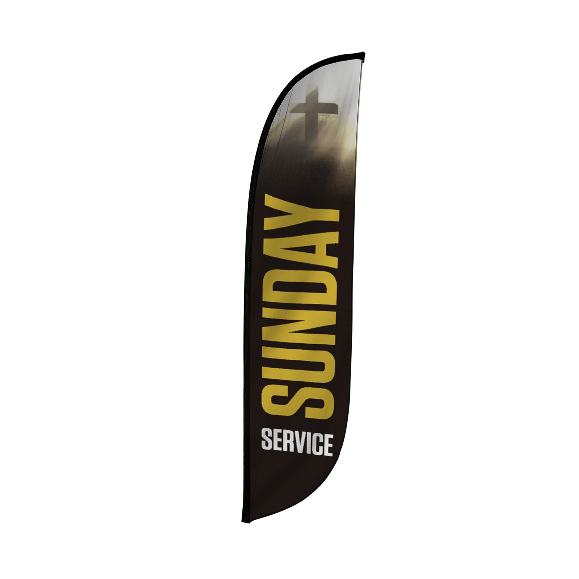 LookOurWay Feather Flag Banner - 12 Feet Tall Advertising Flags for Outdoor Business and Events Promotion - Swooper Flag Only - Church Flags - Sunday Service (10M1200380)