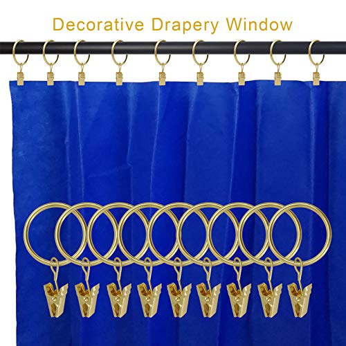 image for LLPJS 40 PCS Curtain Rings with Clips, Curtains Hooks Drapery Clip wit