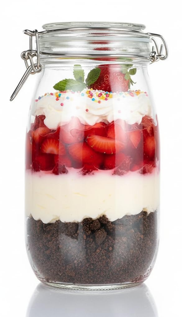 - STAR WORK Glass Jars With Airtight Lids & Leak Proof Rubber Gasket,Large Wide Mouth Mason Jars With Buckle Lids For Kitchen Canisters 1500Ml,Big Glass Storage Containers (Pack Of 1,Round),Transparent