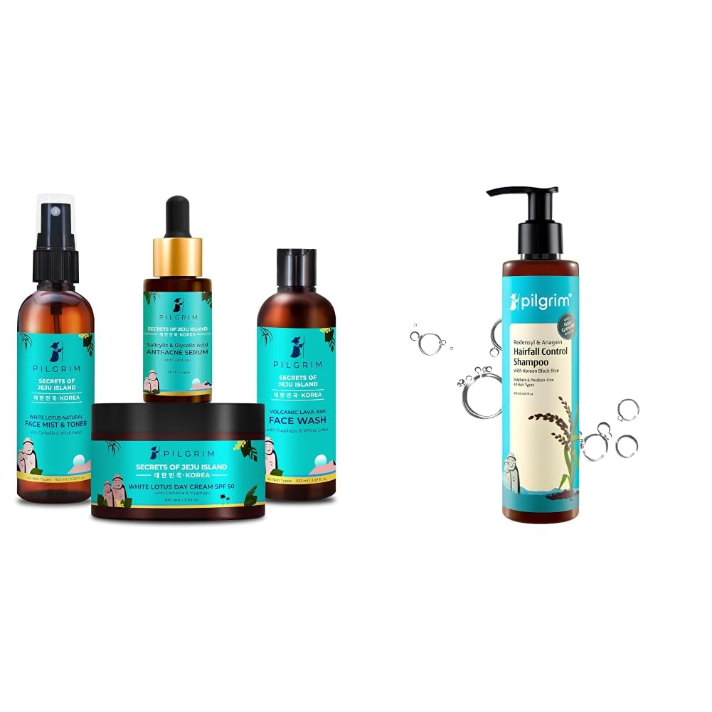 Pilgrim Acne Care Essentials Combo Kit & Redensyl & Anagain Hairfall Control Shampoo with Korean Black Rice 200ml-image-23