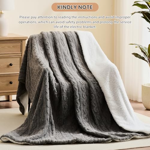 Image of Homemate Electric Heated Blanket King Size - 100 inchx90 inch Heating Bed Blankets Throw with 8 Hours Auto Off 10 Heating Levels Fast Heating Over-Heated Protection Soft Warm Flannel Bed ETL Certified