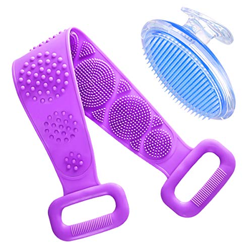 Silicone Back Scrubber for Shower for Men/Women and Exfoliating Brush Set, WIOR Body Brush to Prevent Razor Bumps and Ingrown Hairs - Eliminate Shaving Irritation for Armpit, Legs, Neck