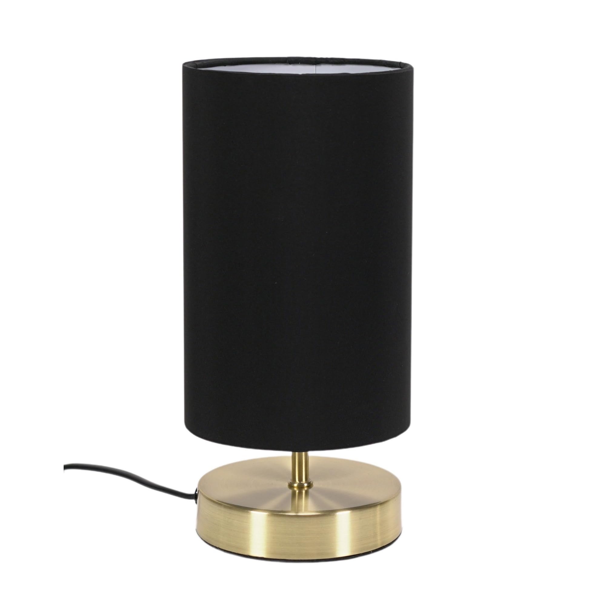 Valuelights Black | Brushed Gold Cylinder Touch Dimmer Table Lamp With Fabric Shade | Home Décor, Bedside & Desk Lamp 150Cm