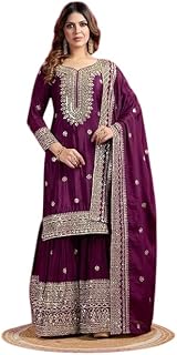 Embroidered Sharara Kurti Set with Dupatta, Traditional Indian Ethnic Wear for Women Price In India