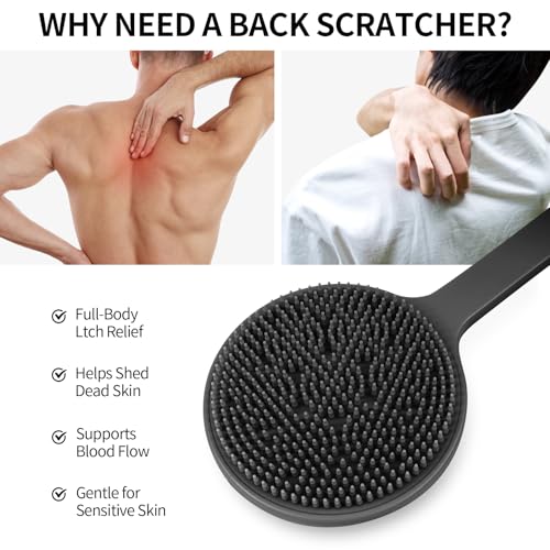 VWMYQ Back Scratcher, 2024 New All Body Scratcher with 2 Scratch Surface, Back Massager & Scalp Massager & Scalp Exfoliator, Deep Back Scratcher for Men/Women, Long Handle Backscratchers for Adults