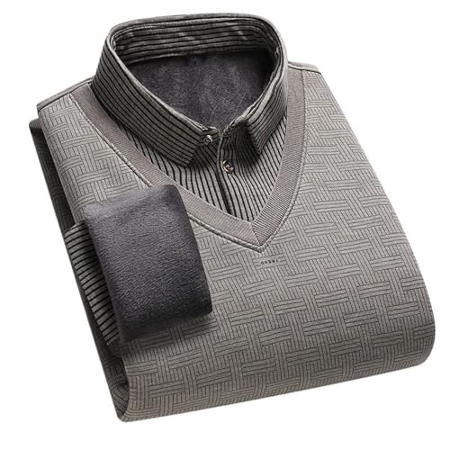 Pull deux-pièces homme en velours chaud avec col chemise anti-plis