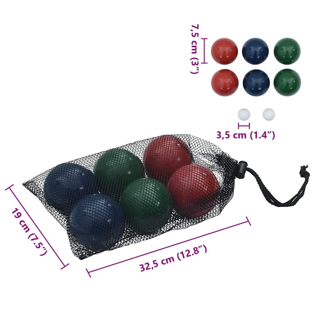 Juego de 8 piezas de petanca con bolsa de transporte de madera maciza de pino, bolas multicolores de 7,5 cm y bolas de objetivo de 3,5 cm, para jardín, playa, camping, familia y ocio