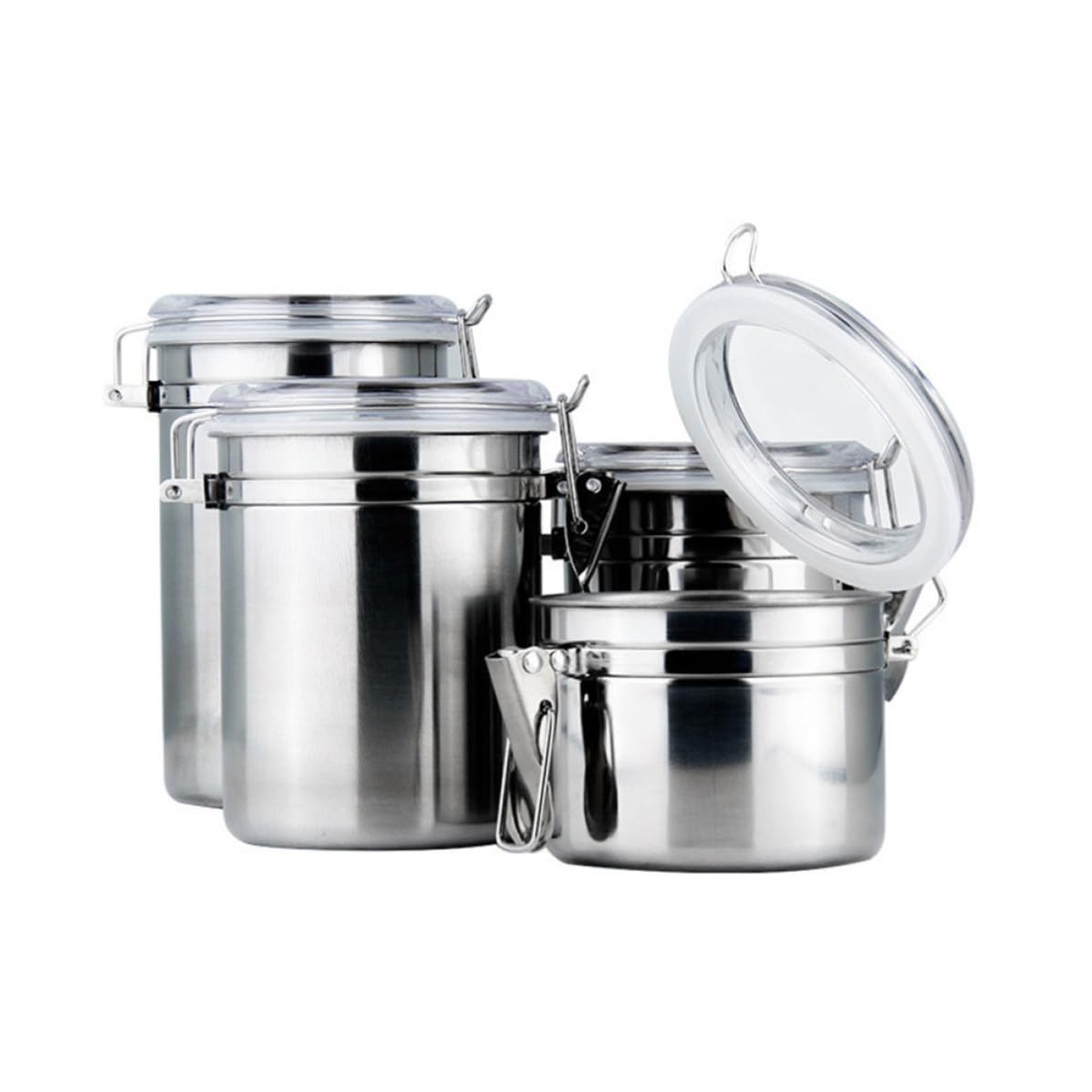 GALPADA Juego de 4 Recipientes Sellados de Acero Inoxidable para Almacenar Alimentos Tapa Hermética Adecuado para Frutas Secas y Dulces en Cocina