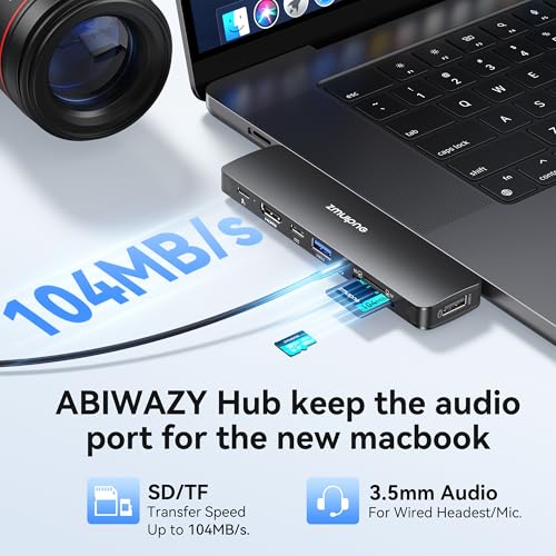 Image of USB C Hub Adapter for MacBook Pro /Air M5 M4 M3 M2 M1 2025-2018 13 inch 15 inch 16 inch | 8 in 2 MacBook Accessories Multiport Adapter Dongle with HDMI 4K, Thunderbolt 3, USB C&A Data Ports, SD /TF, Audio