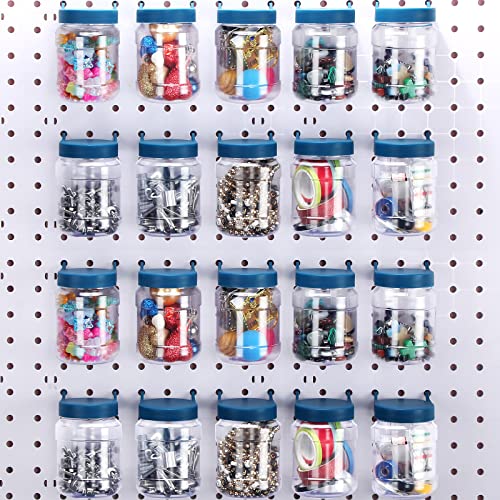 Image of Unittype 20 Set Pegboard Organizer Accessories Peg Boards Jars with Lids Plastic Pegboards Bins Storage Containers Clear Peg Board Wall Organizer for Garage Sewing Office Home Supplies(Dark Blue)
