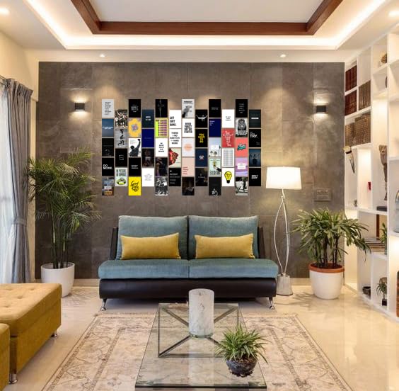 Image of Pack of 54 Aesthetic Motivational Wall Collage Kit Posters - 4 x 6 Inches Wall Decor Poster - Wall Art For Bedroom, Living room, Office - 1 Tissue Tape