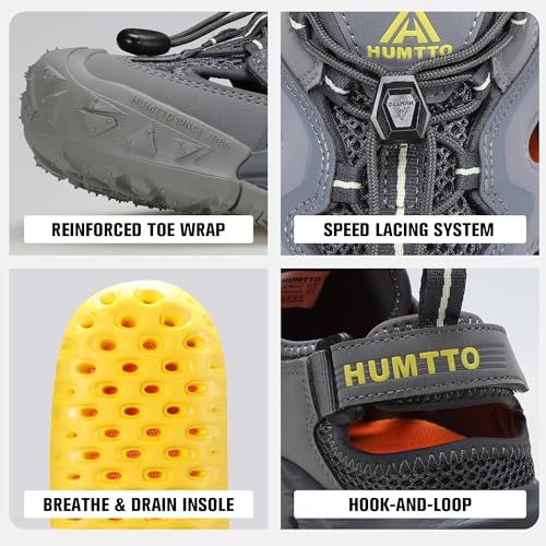 HUMTTO Men's Amphibious Closed Toe Hiking Sandals Quick-Dry Water Shoes Non-Slip Athletic Adjustable Outdoor Fisherman Beach Summer Walking Travel Shoe4