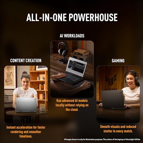 Image of ASUS TUF A14 (2026),AMD Ryzen AI MAX+ 392,AMD Radeon 8060S iGPU,32GB RAM,1TB SSD,QHD+,14 inch(35.5 cm),Windows 11,M365 Basic(1Y)* Office 2024,Moonlight White,1.48 Kg, FA401EA-RG019WS,Creator /Gaming Laptop
