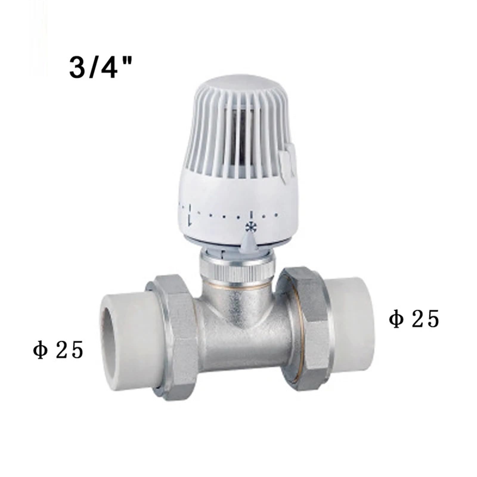 3/4 1 cala mosiężny termostatyczny zawór grzejnikowy PPR typ prosty automatyczny zawór regulacji temperatury 1 szt. (Rozmiar: 2.5 cm)