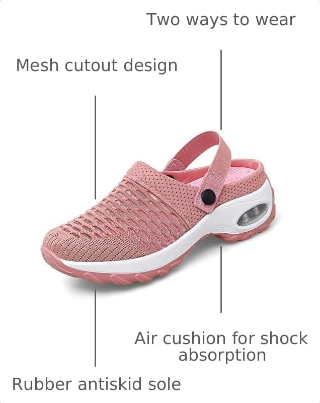 Image of Trsorini Mules Clogs for Women Summer Air Cushion Platform Mesh Mules Sneaker Sandals for Female Lightweight Beach Shoes Outdoor Slippers Walking Shoes