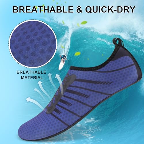 Mens Womens Water Shoes Quick Dry Barefoot Shoes Non-Slip Aqua Socks for Beach Swim Navy Pattern B2