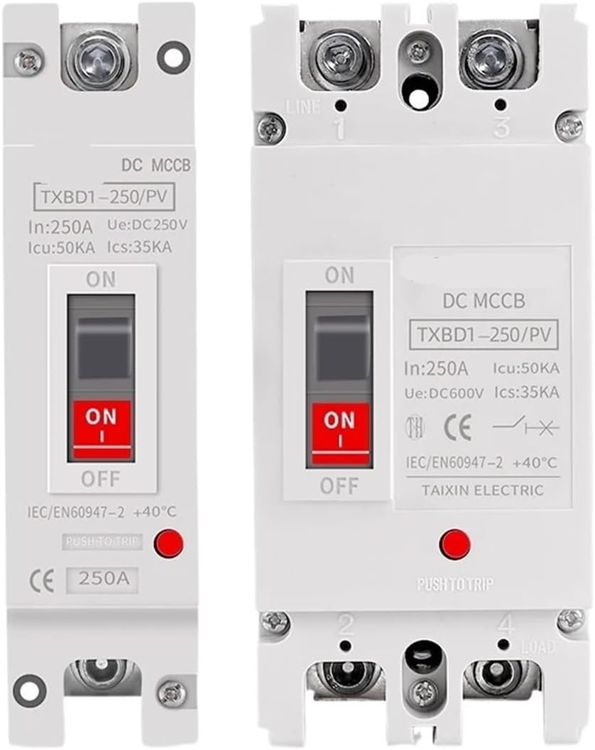 DC MCB breaker Solar Molded Case DC Circuit Breaker MCCB Overload Protection Switch Protector Solar Photovoltaic PV 150A 250A Battery Isolator(2P,250A)