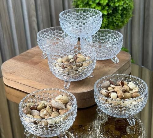 Image of WRINGO Glass Bowl for Kitchen Prep, Dessert, Dips, and Candy Dishes, Cake, Snack Bowl Set of 6 Or Nut Bowls, and Microwave Safe Clear Glass Bowls for Mixing, Storing Size 3.5 Inch (WR-08), 200 ml