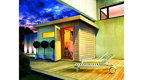 KARIBU Sauna Skrollan 1, B/ T/ H: 196/ 337/ 228 cm, 40 mm, 9- KW- Ofen mit ext. Steuerung 9- kW- Ofen mit integrierter Steuerung-3