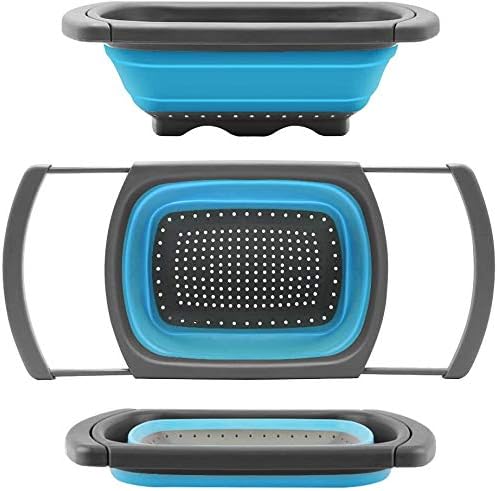 Collapsible Colander by Payanwin,Colander Strainer Over The Sink Food Colanders Strainers with Extendable Handles, 6-Quart, Dishwasher-Safe Kitchen Folding Strainer for Pasta, Veggies and Fruis (Blue) - Amazon product rated Grade B