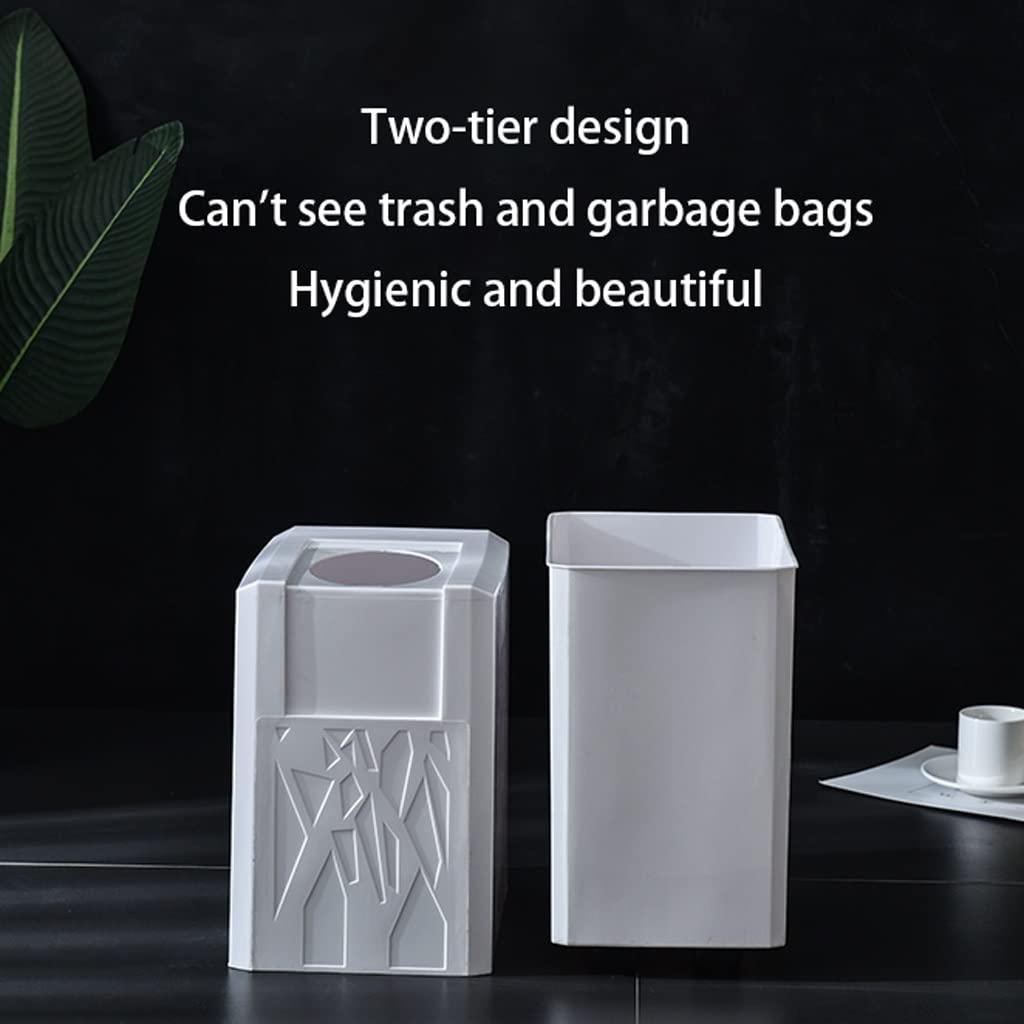Cubo De La Basura Casa Bote de Basura, Cubo Escritorio plástico con polea, for cocinas, oficinas domésticas, dormitorios y escritorios Papelera Reciclaje(White)
