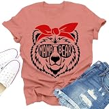 Dabon Mama Shirts for Women Mother's Day Women T-Shirt Bear Face Sunglasses Tee Tops Orange