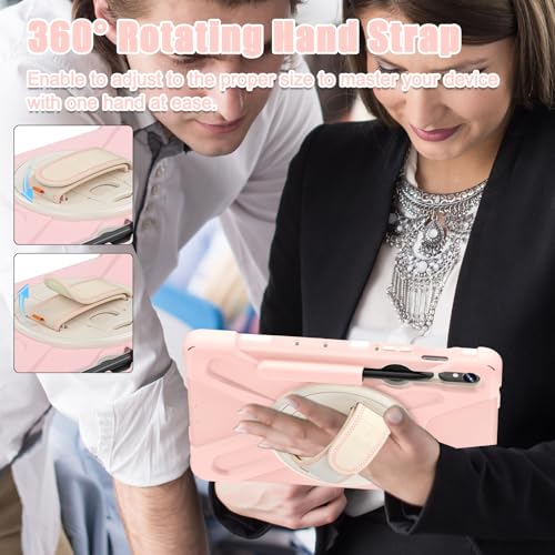 Coque Samsung Galaxy Tab S10 Lite rose antichoc avec porte-stylo et béquille