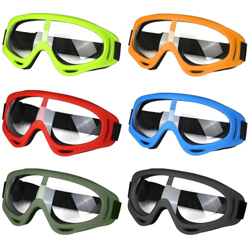Puedno 6 Stück Schutzbrille Kinder Motorradbrille Winddicht Schutzb Augenschutzbrille Verstellbar Fahrradbrille für Labor Radfahren Skifahren Outdoor (6)