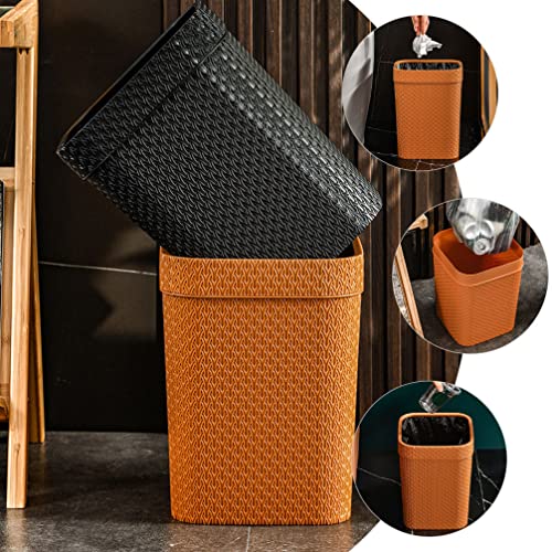 Caneca de Basura Redonda de Ratán Naranja LIFKOME miniatura 4