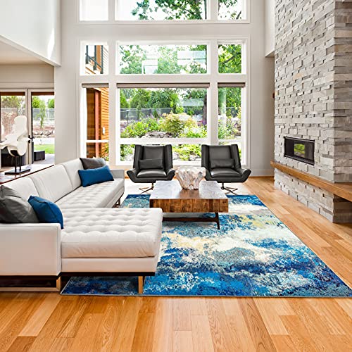 Decomall Alfombra moderna para salón, dormitorio, comedor, abstracto azul, 160 x 230 cm Cover