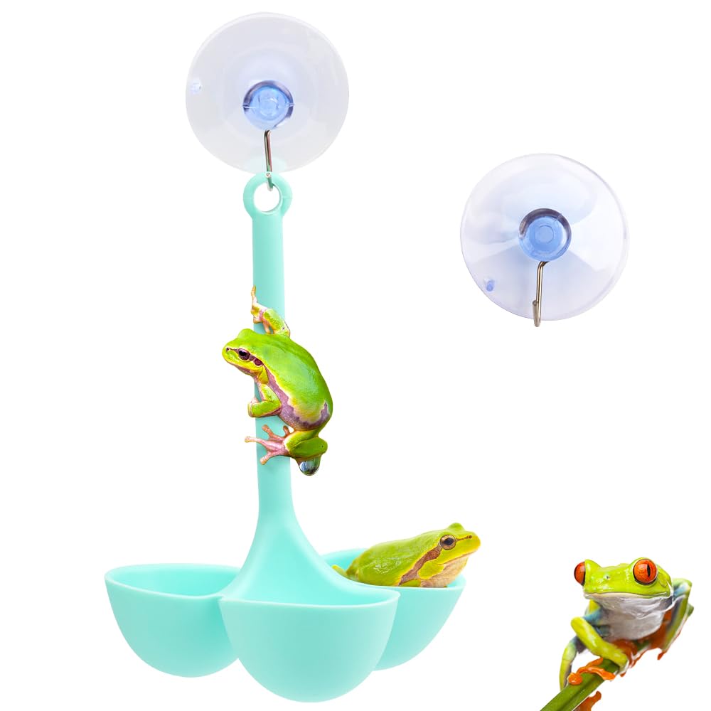 1 Pack Frog Habitat Hammock 3-Pod Small Amphibians Silicone Resting Spot Tree Frog Terrarium Accessories with Suction Cup (Blue)