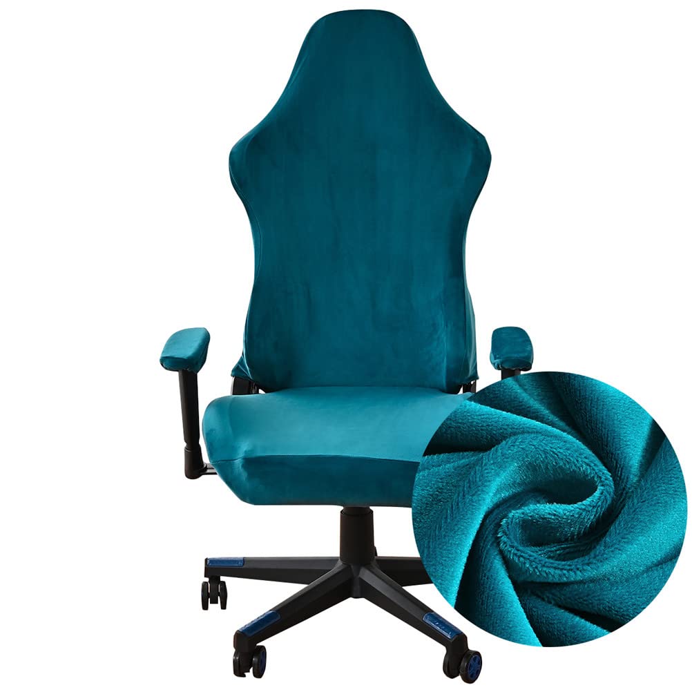 WJHDWYD Funda elástica for Silla de Oficina for Juegos, Funda extraíble de Terciopelo de Color sólido, Funda for Silla de Ordenador con Respaldo for Silla de Oficina(Turchese)