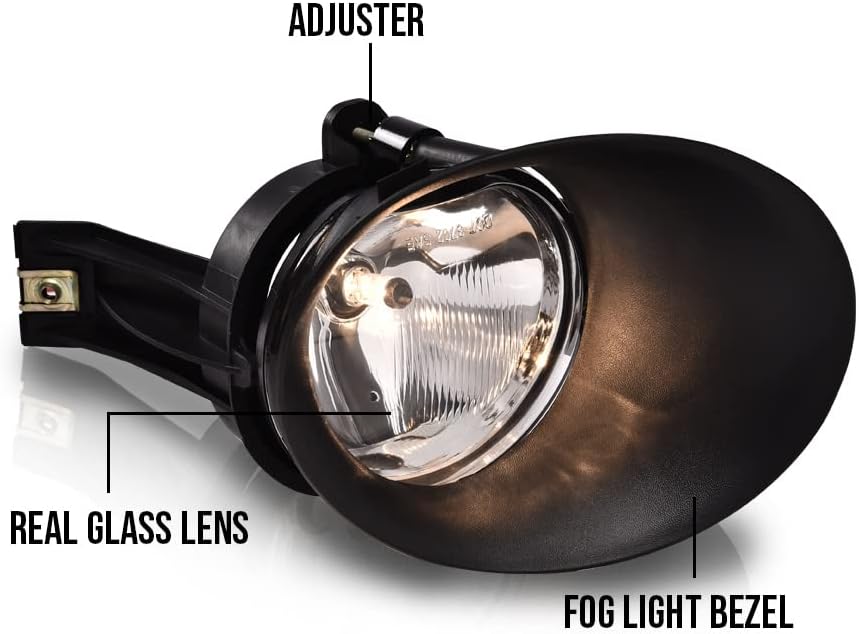 PIT66 Front Bumper Fog Lights w/Bulbs Compatible with Dodge Ram 1500 2500 3500 Pickup 2002-2008,Fog Lamps w/Bracket Clear Lens