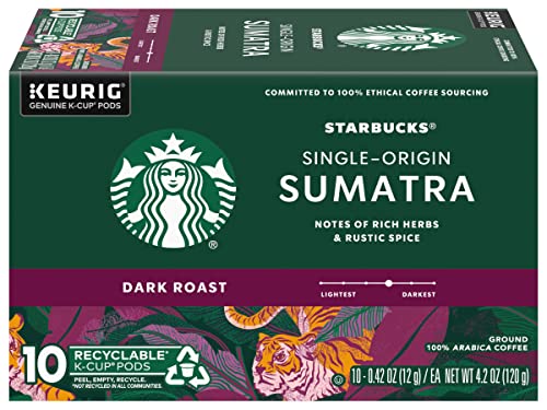 Starbucks Sumatra, K-Cup for Keurig Brewers 16 count, Pack of 10, packaging may vary